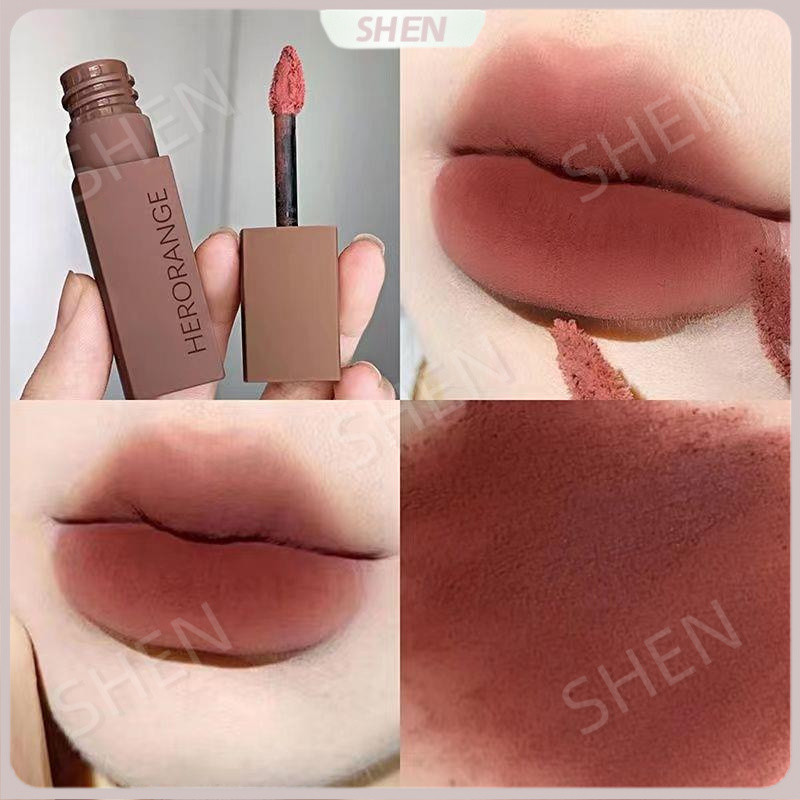 Pequeno batom emocional fosco veludo lábio esmalte simples rosto clareamento batom de longa duração feminino fosco de al