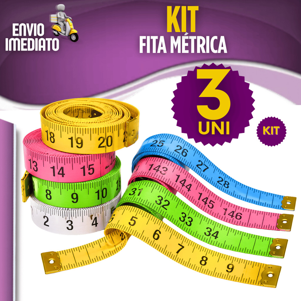Fita Métrica 1/2/3 Peças Flexível Medida Corporal Academia Costura Artesanato Dupla Face 150cm