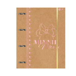 Caderno Argolado Disney Kraft Colegial 80 folhas - Jandaia Capa:Minnie