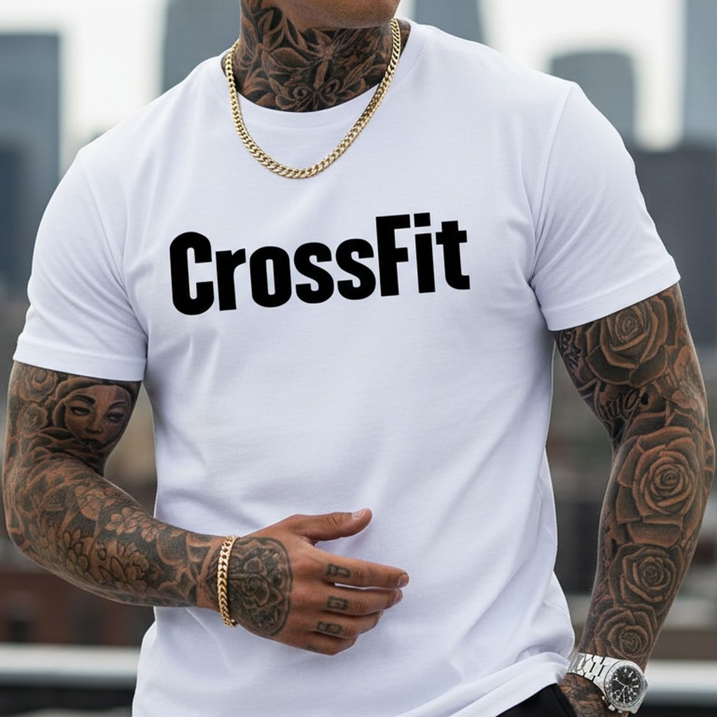 Camiseta Básica Casual Masculina Estampada Crossfit Esporte Estiloso Premium Academia Treino