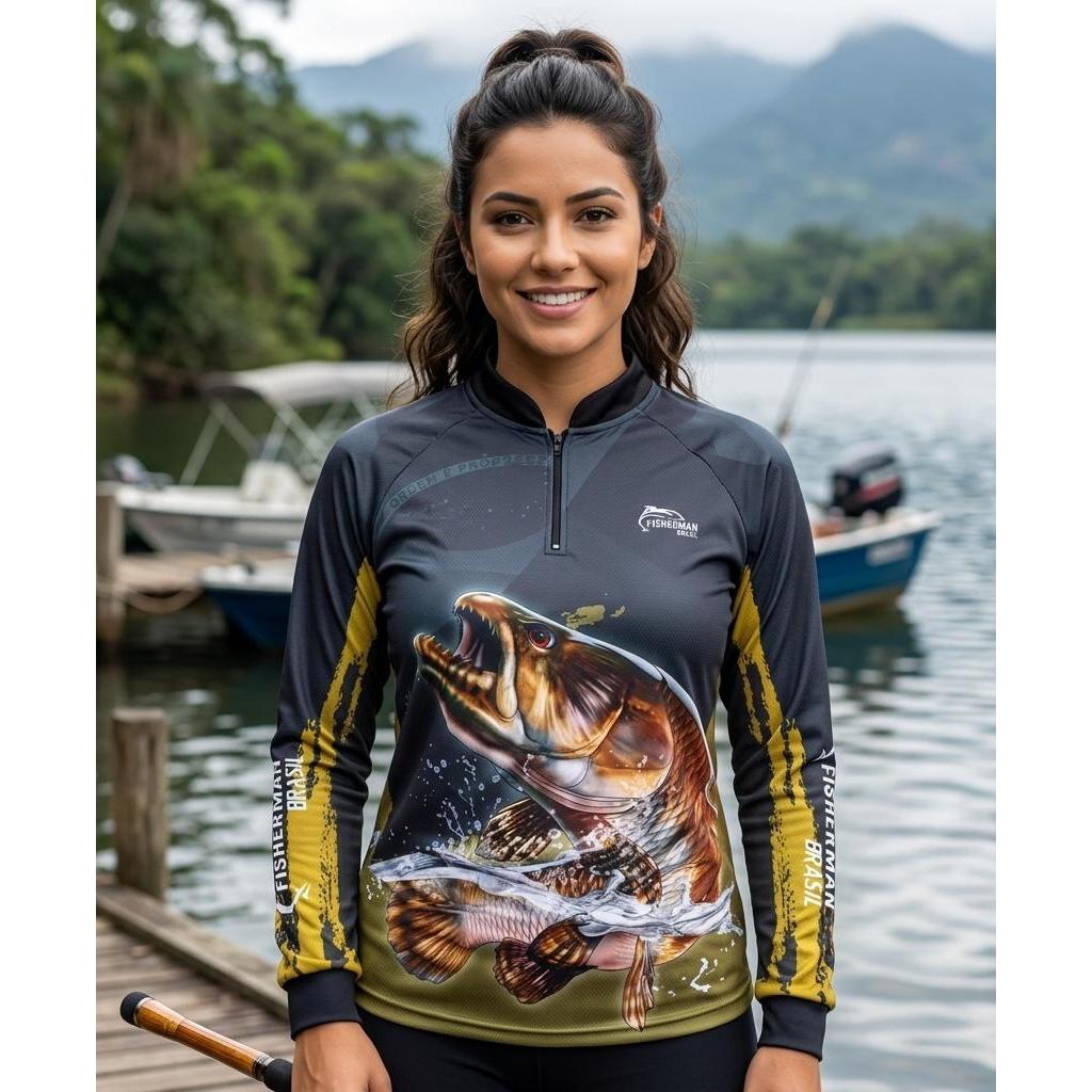 Camisa De Pesca Feminina Proteção Solar Fishermam Traíra