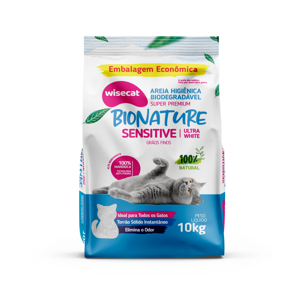 Areia Higienica Gatos Biodegradavel Bionature Grãos Finos 10Kg