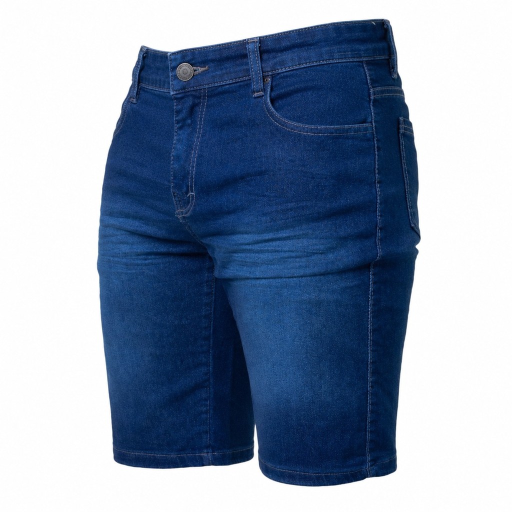 Bermuda Masculina Azul Escuro Lycra Jeans Masculino Estilo Casual Moda Masculina 2026