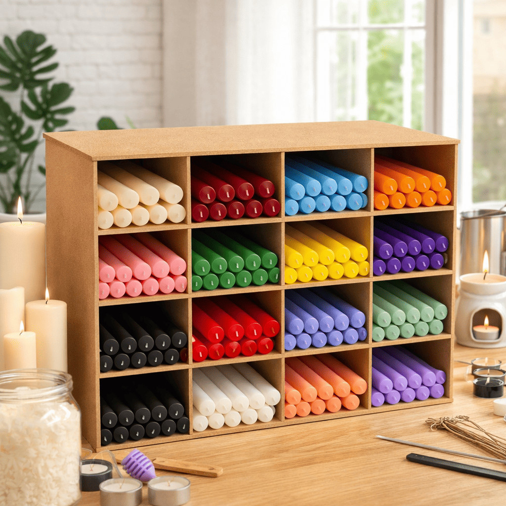 Organizador de Velas em MDF Cru 16 Nichos | Porta Velas Decorativo | Expositor Multiuso para Velas Artesanais