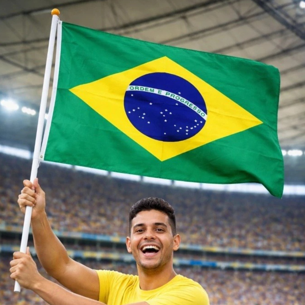 Bandeira Do Brasil Com Haste Copa do Mundo, Torcida, Eventos e Decoração
