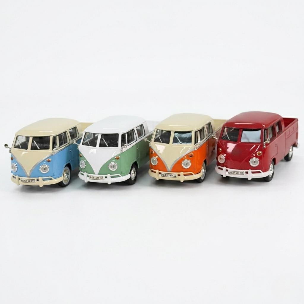 Miniatura da Kombi Pick-Up VW Carrinho de Ferro Coleção Brinquedo Abre tampa traseira 1/24 - Alto Detalhes