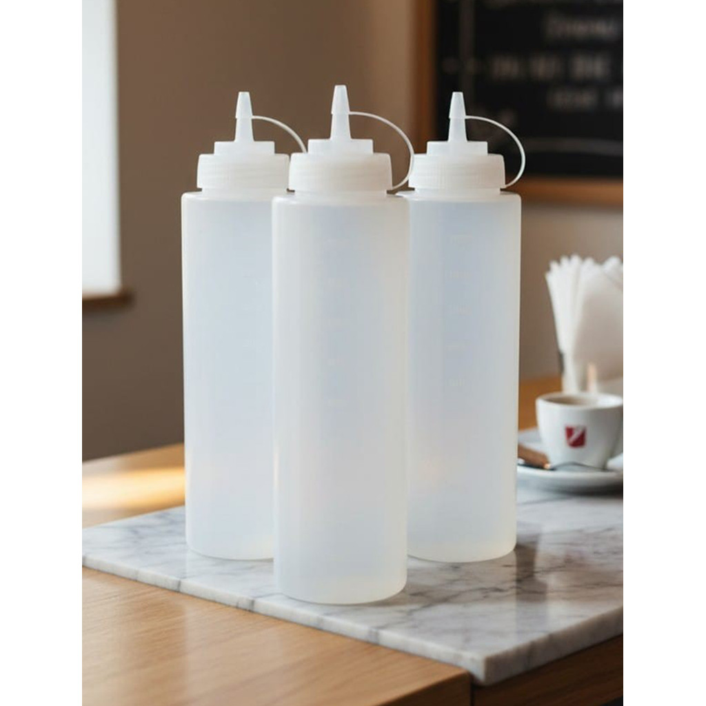 Kit 3 Bisnaga Profissional 1L c/ Marcador e Tampa Chef Line