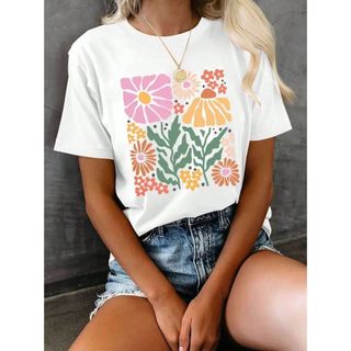Camiseta Unissex Flower Drawing Aesthetich Lançamento Mais Barato