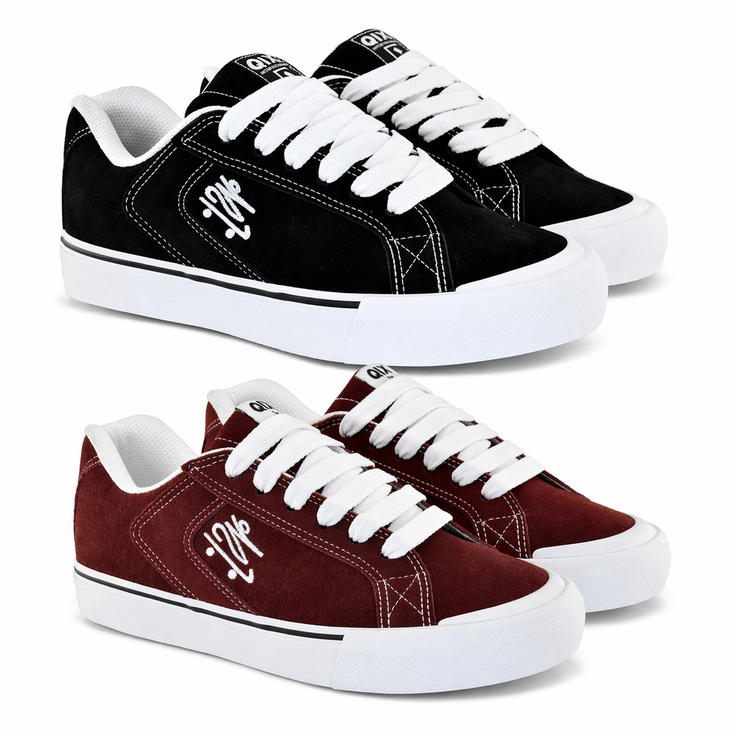 KIT 2 Pares Tênis QIX Chorão Park Original Preto/Branco e Vinho/Branco Masculino Feminino