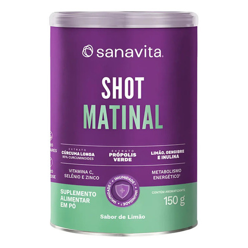 Shot Matinal Sanavita Vitamina C Própolis Gengibre Minerais Sabor Limao 150g