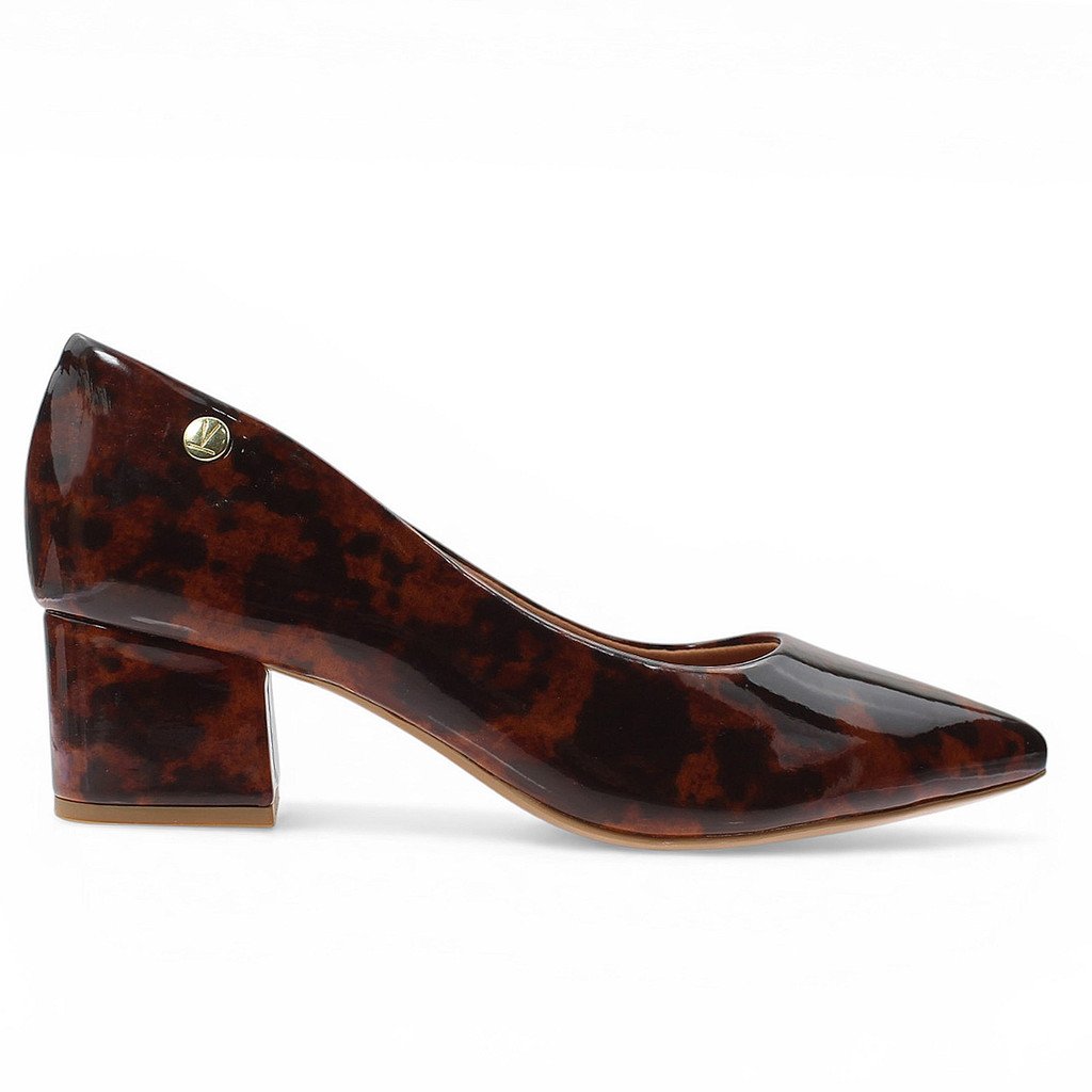 Scarpin Vizzano Verniz Turtle New Borracha antiderrapante Têxtil acolchoado e macio Moda Confortavel