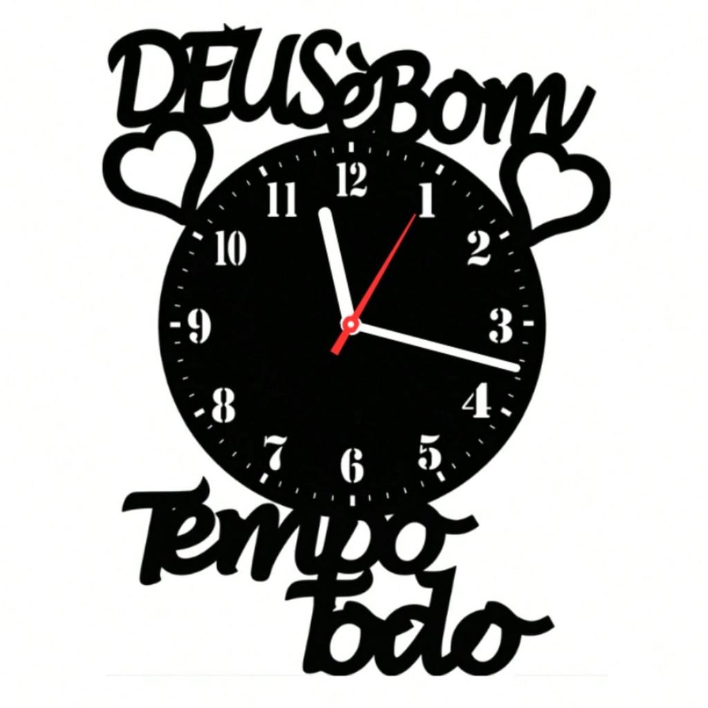 Relógio de Parede Decorativo Deus é bom o tempo todo Moderno Minimalista Sala Quarto Cozinha