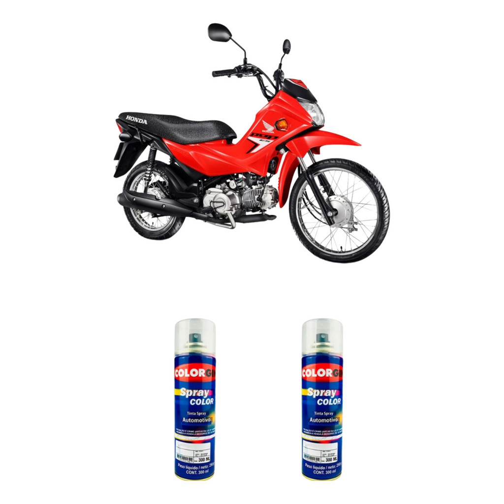 Tinta Spray Automotiva Vermelho Fighting Honda R134 + Verniz