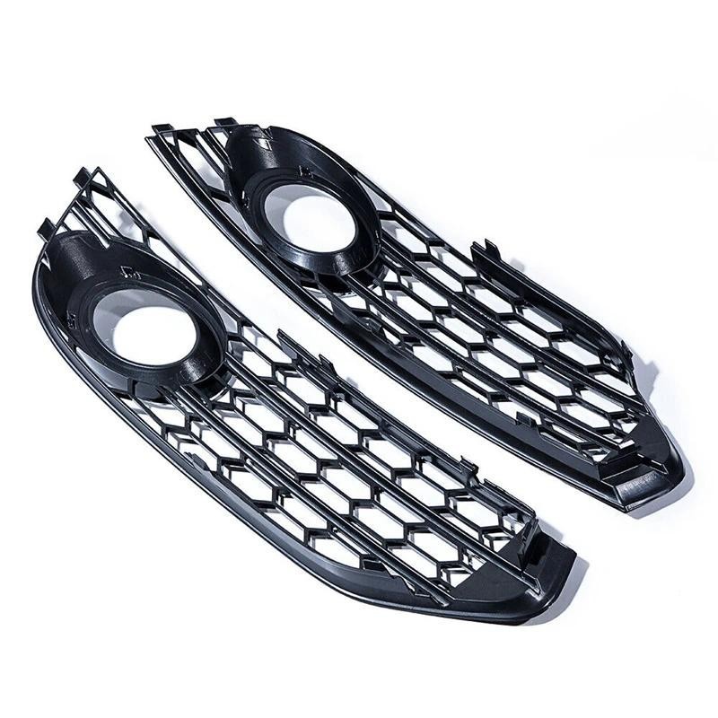 Preto Brilhante Estilo RS Favo De Mel Frente Do Carro Luz Nevoeiro Grade Capa Para Audi A4 B8 B8.5 ALLROAD 2009 2010 201