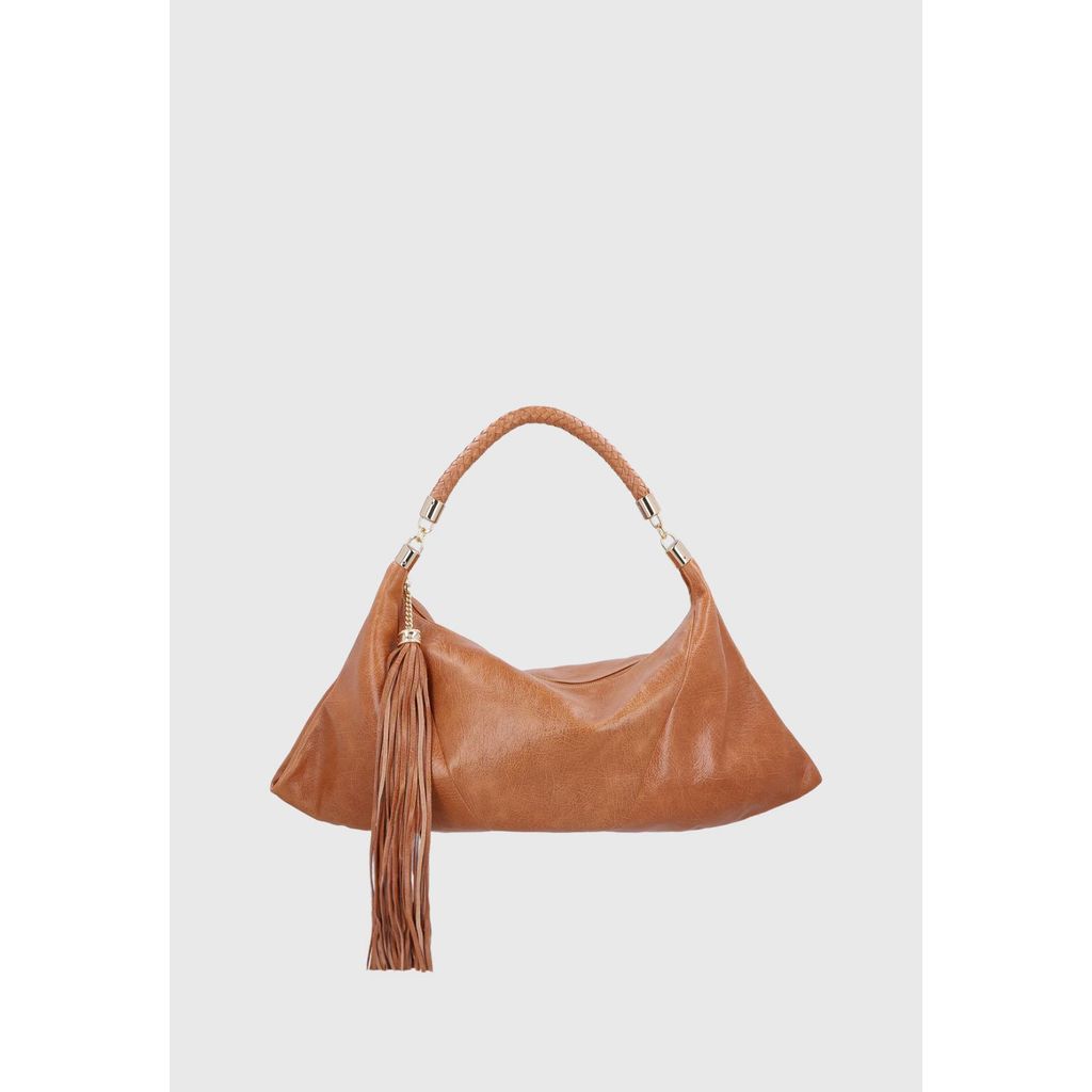 Bolsa Grande Couro com Alça Tramada Caramelo Luiza Barcelos
