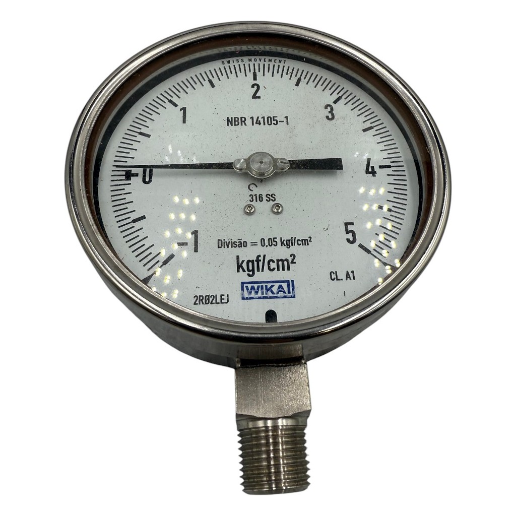 Manômetro Wika DN 110mm -1 a 5kgf/cm²  1/2NPT