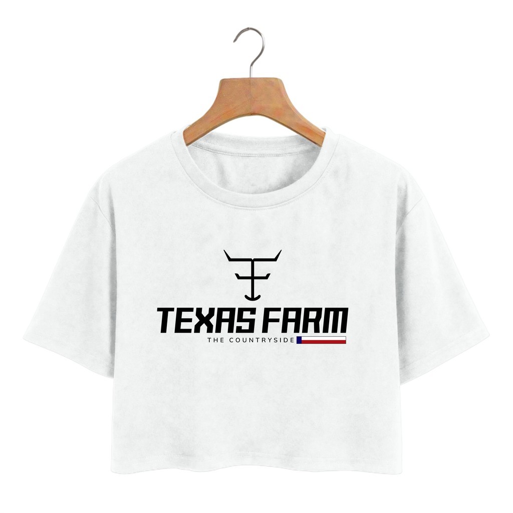 Cropped Blusa Crop Blusinha Texas Farm Manga Curta Tendência Verão Moda Blogueira Envio Imediato