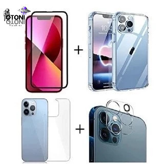 Kit iPhone 13 Pro Max-Pelicula Frontal+Película Traseira+ Pelicula Camera+Capa Tech Otoni
