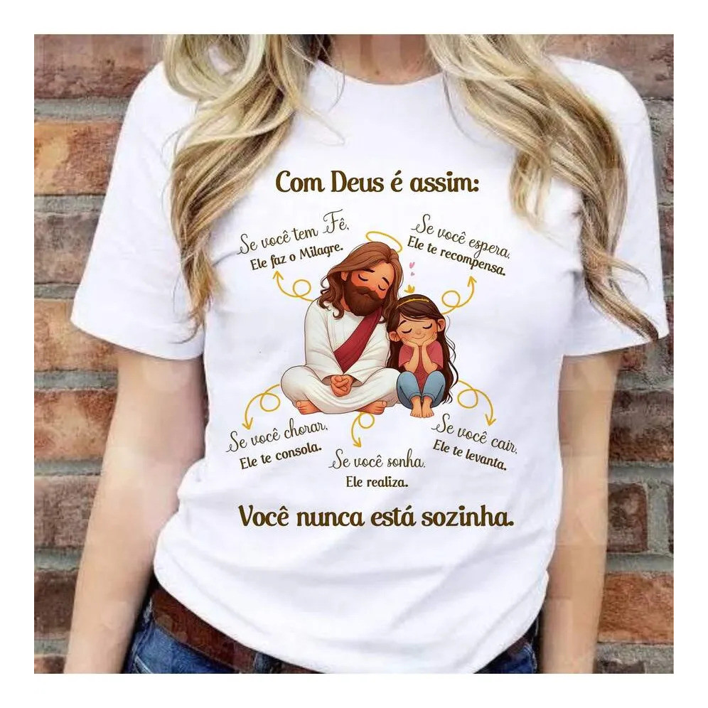 Blusa Camiseta Feminina Jesus Gospel T-shirt 100% Algodão