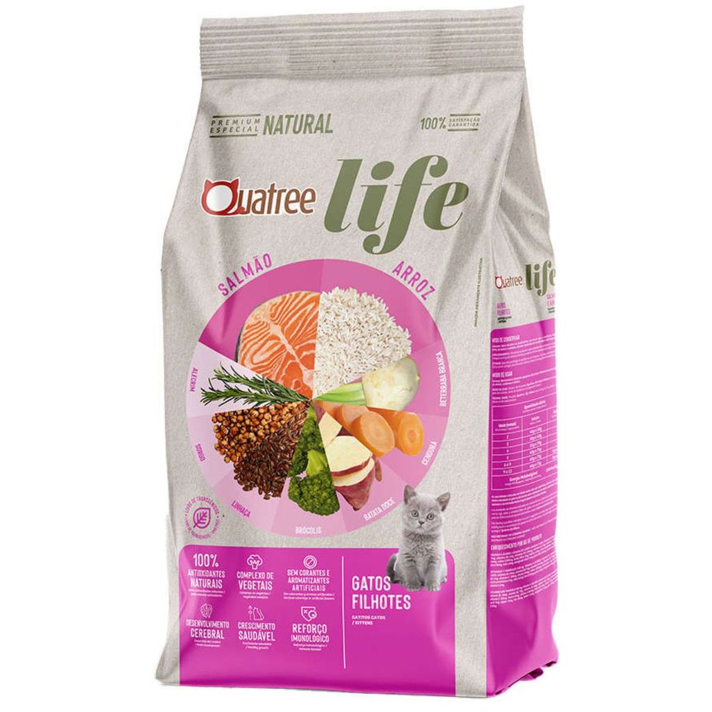 Ração Quatree Para Gatos Life Filhotes Salmão e Arroz 10,1kg