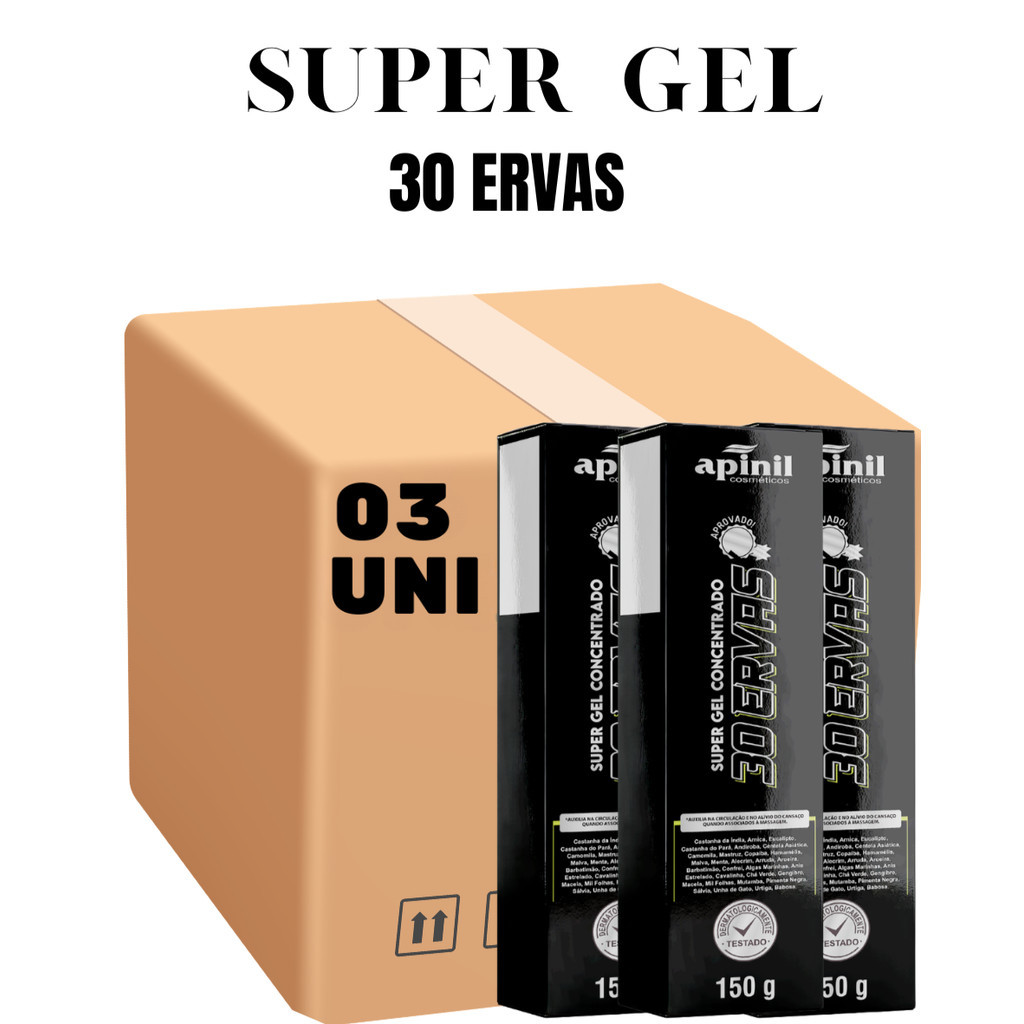 Kit 03 Unidades Super Gel Concentrado 30 Ervas 150G Apinil