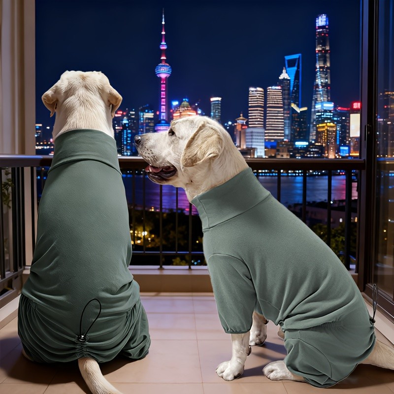 Pijama de alta qualidade para cães de quatro patas, de cor sólida e gola alta, disponível em 7 tamanhos, confortável e e
