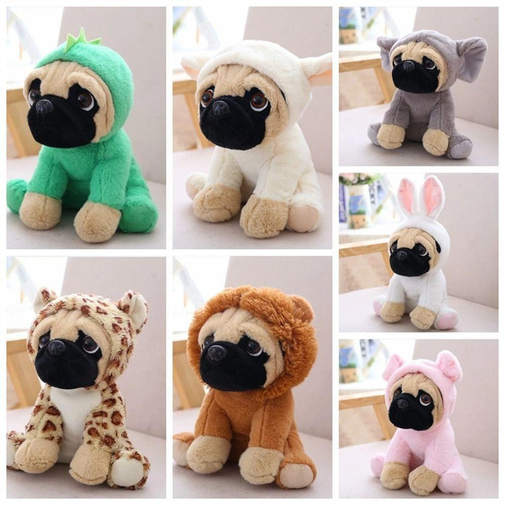 DORETHEA Pug Dog Plush Toys , Cosplay Dinossauro Leão Ovelha Leopardo Recheado Cão Sharpei , Boneca Macia