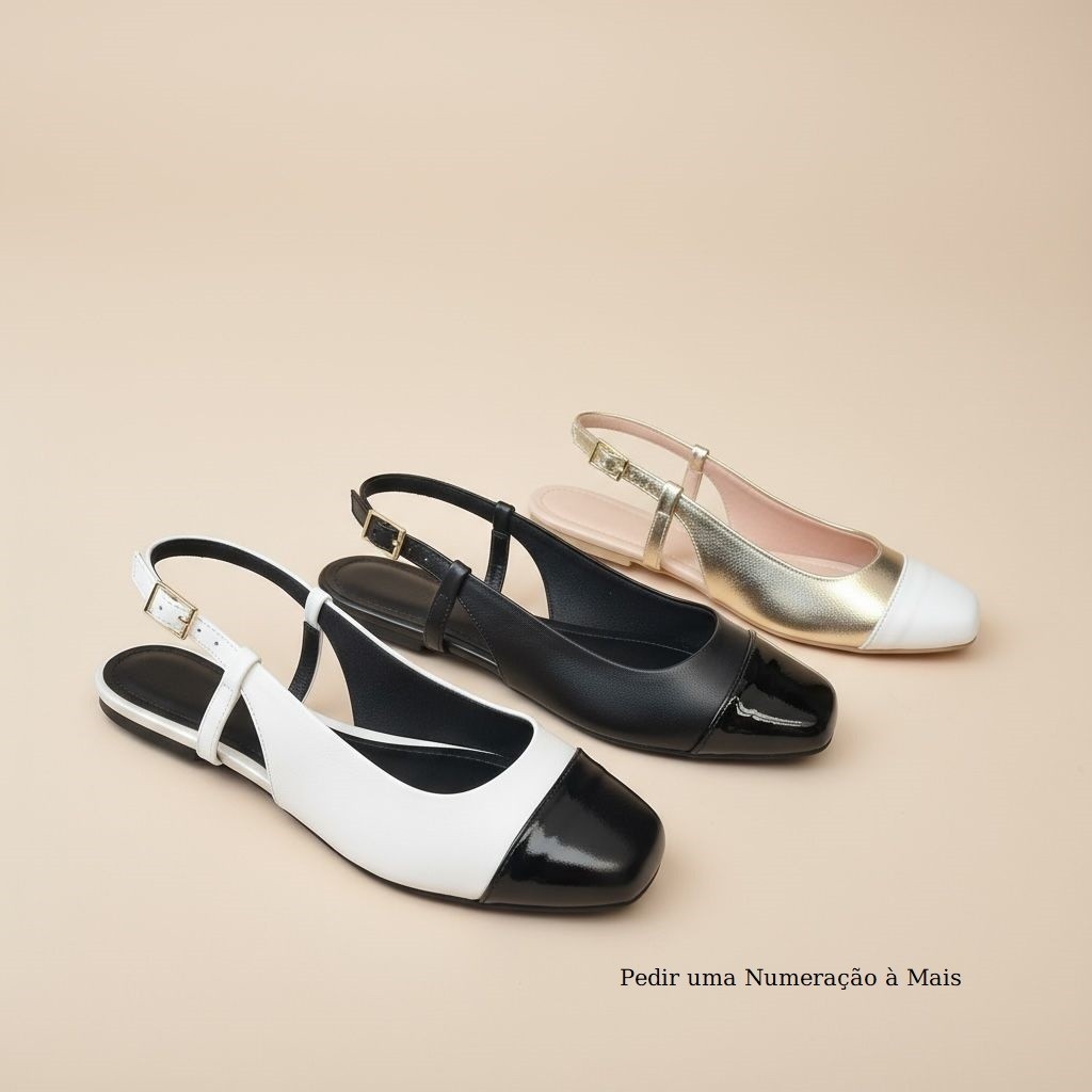 Sapatilha Feminina Confortável Luxo Elegante Sapato Feminino Slingback Mocassim Bico Quadrado