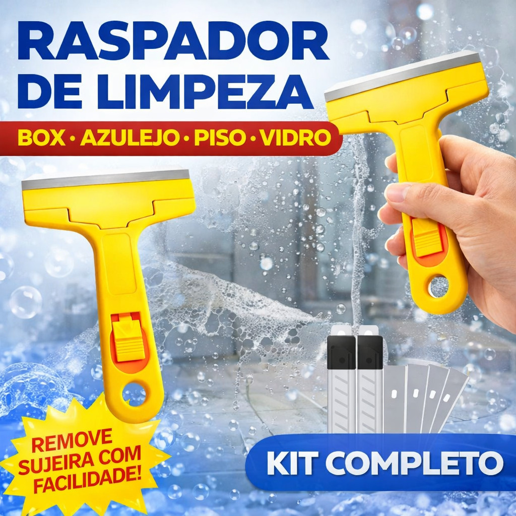 Kit Raspador De Vidro Azulejo Piso Multiuso Com Laminas Estilete Chão Plano Tintas Cerâmica