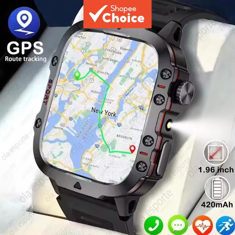 Smartwatch Masculino com Chamada Bluetooth, Monitoramento Cardíaco, Voz AI, Esportivo, Resistente à Água, GPS,