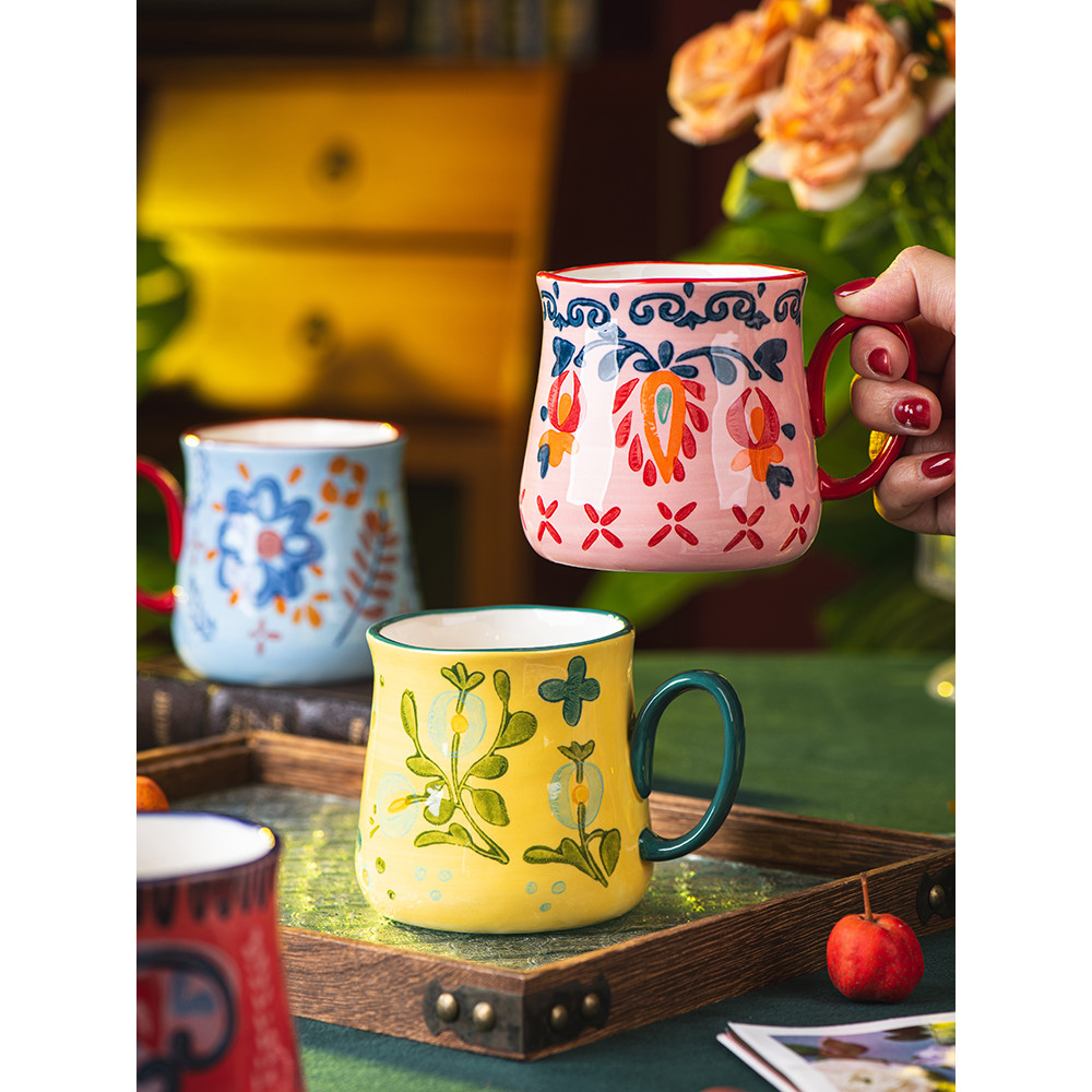 Copo Pastoral doméstico caneca de cerâmica copo de água escritório xícara de café de alto valor xícara de café da manhã