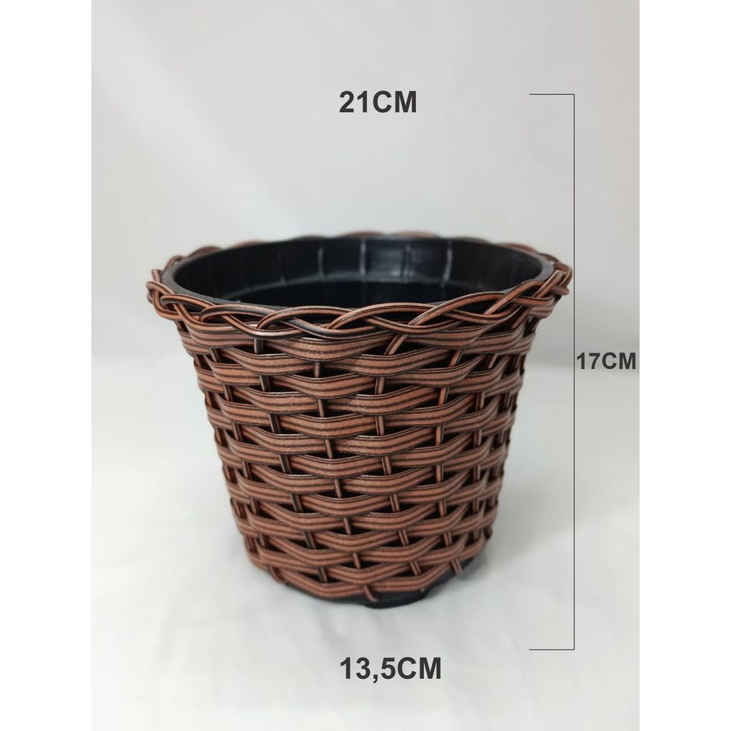 CACHEPÔ PARA CRISÂNTEMO EM VIME SINTÉTICO 21X17X13,5CM