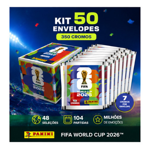 Kit Colecionador 50 Envelopes Lacrados c/ 350 Figurinhas Futebol