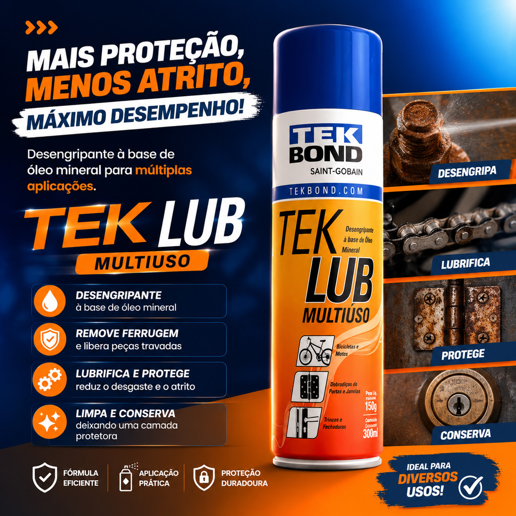 Lubrificante Desengripante Multiuso Spray Tek Bond Lubrificante 300ml