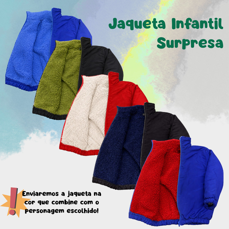Detalhes do Jaqueta Infantil Meninos Inverno Forrado Escolha o Personagem Cor Surpresa
