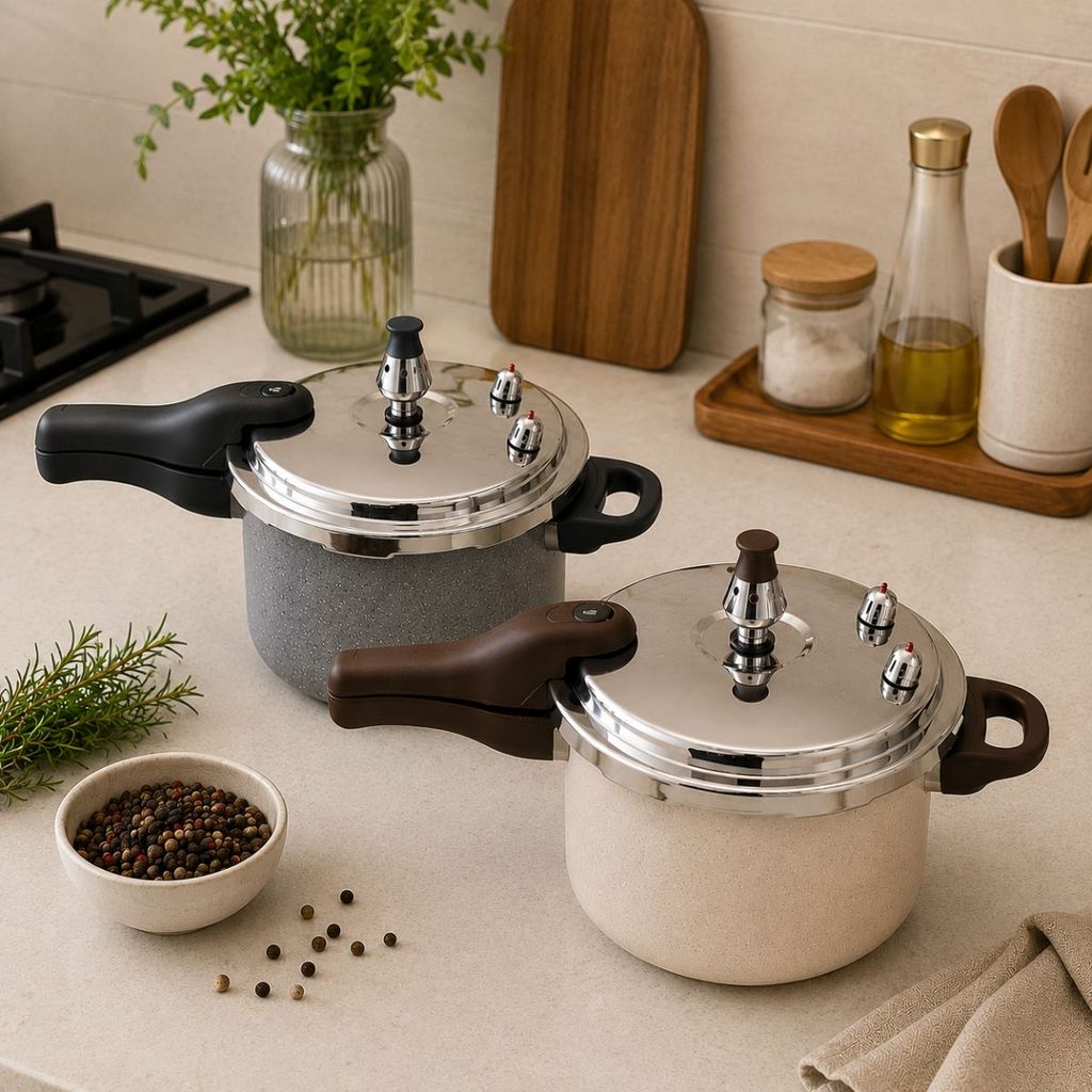 Panela de Pressão 4.5L Cerâmica Moderna Fogao Induçao Antiaderente Fechamento Externo