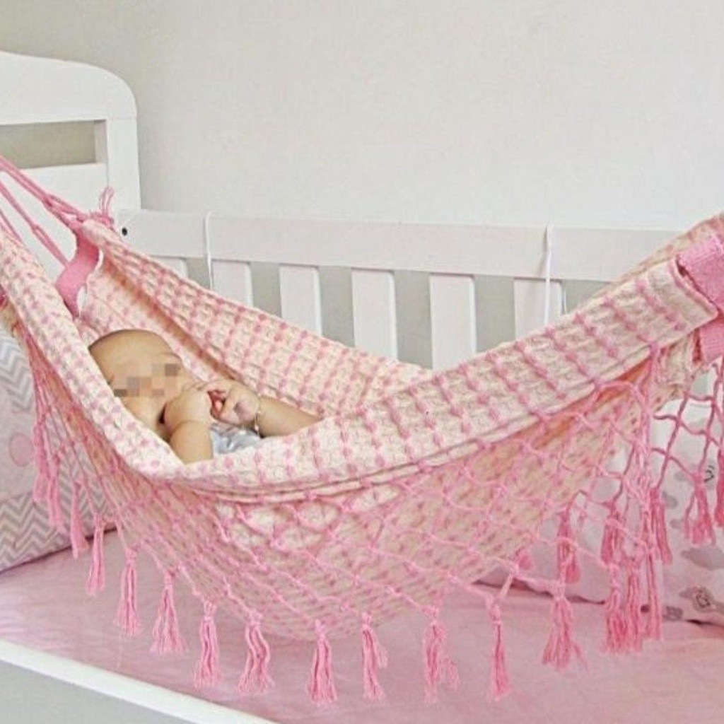 Rede de Bebe para Berço Resistente Confortavel Dormir Balanço Criança Infantil Menina Rosa Delicado Ninar