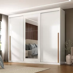 Guarda-Roupa Casal 3 Portas de Correr e 6 Gavetas Spazio Yescasa Branco Branco