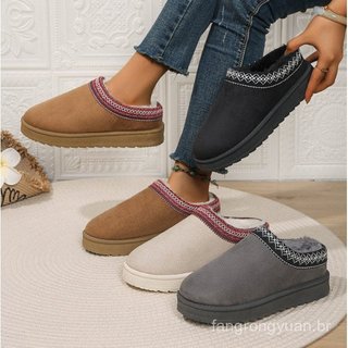 Comércio exterior tamanho grande sola grossa pelúcia feminina 2024 outono inverno sapatos femininos de cano baixo fabric