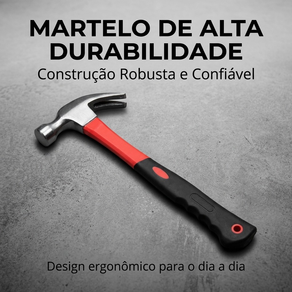 Martelo Unha Profissional Com Cabo Emborrachado Cabeça 27mm  Portátil