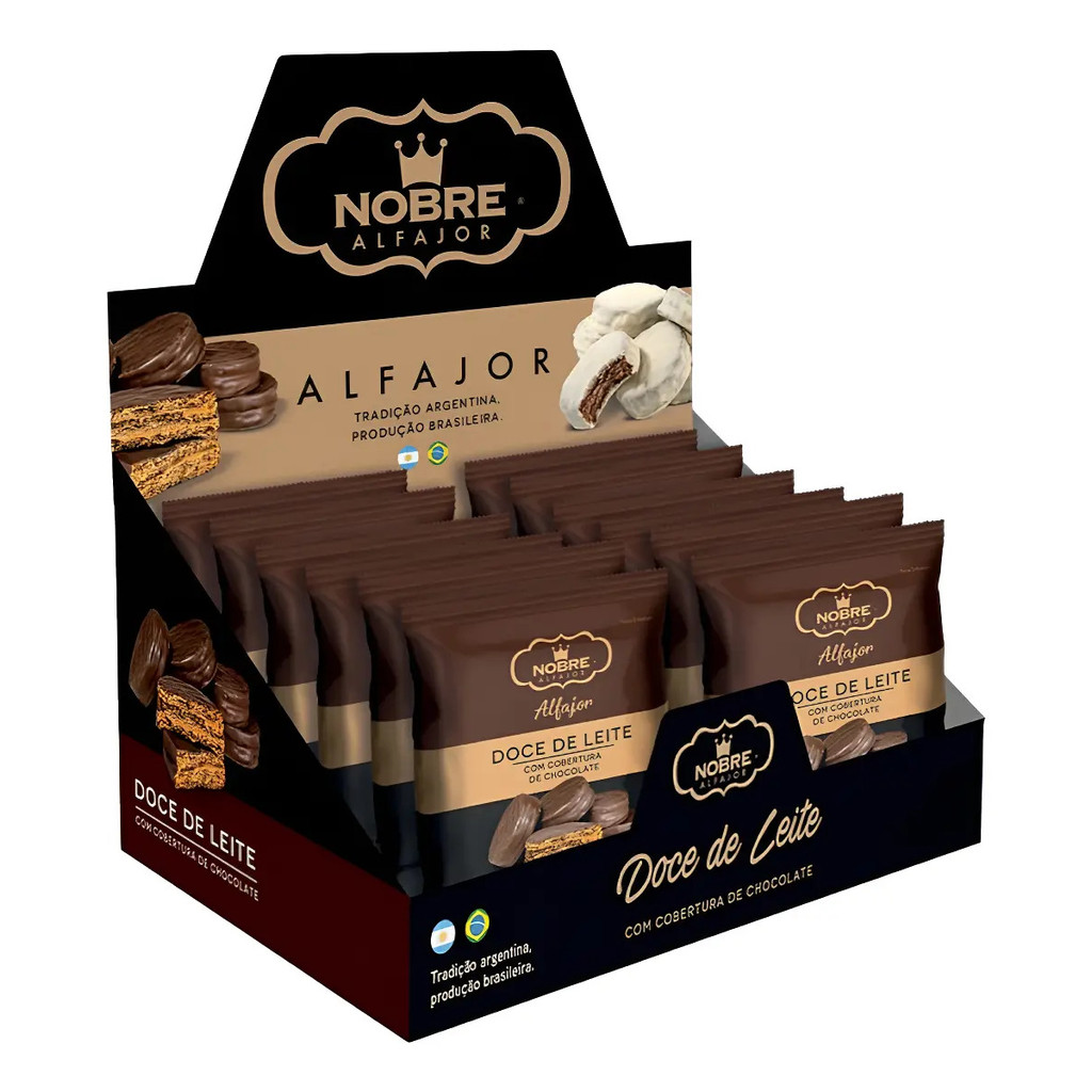 Caixa Nobre Alfajor Cobertura Chocolate Meio Amargo C/ 12 Un