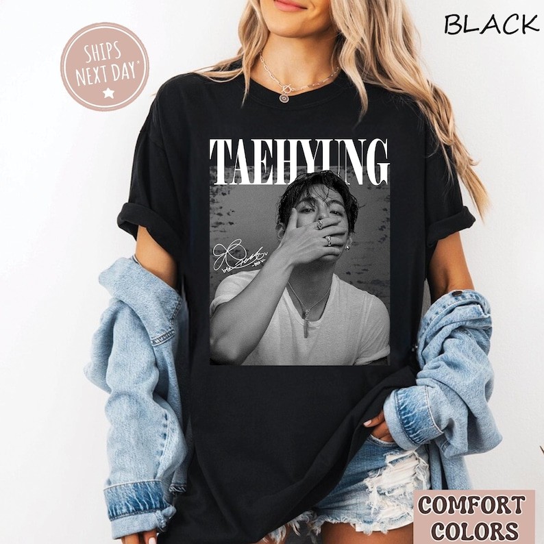 「BR.Moonlight」Camiseta Comfort Colors Kim Taehyung BTS Estampa Retrô 90s Confortável Divertida Estilosa Moda Casual