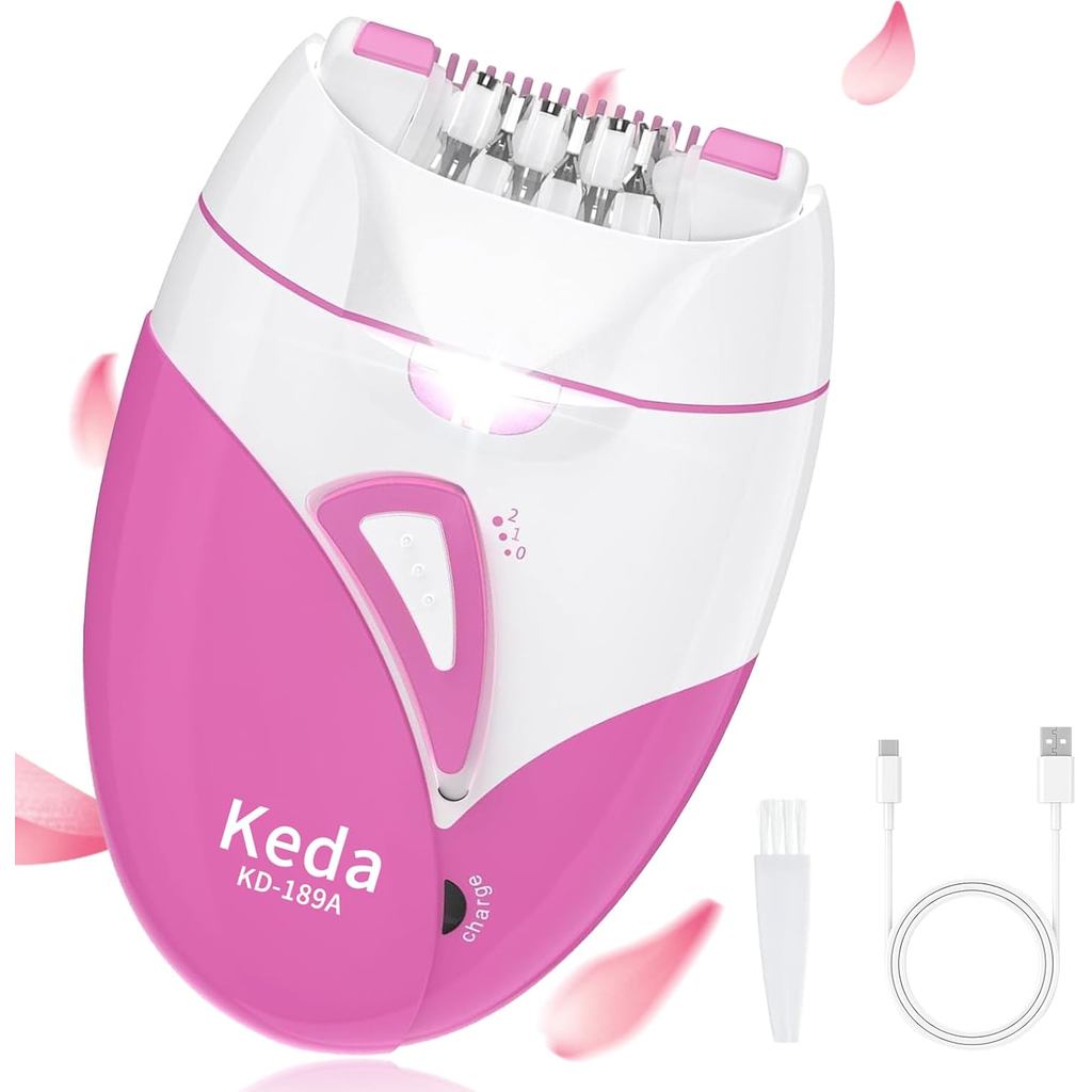 Epilador para Mulheres, Removedor de Pelos Faciais com Deslizamento Suave, 2 Velocidades e Luz LED, Epilador Elétrico Re
