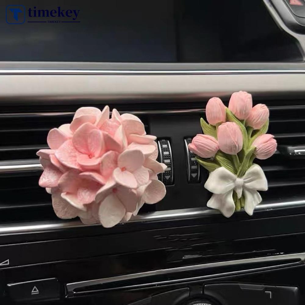 TIMEKEY Clipe De Perfume Para Carro , Flor , Tulipa , Saída De Ar , Ambientador De Pêssego , Difusor De Aroma , Acessóri