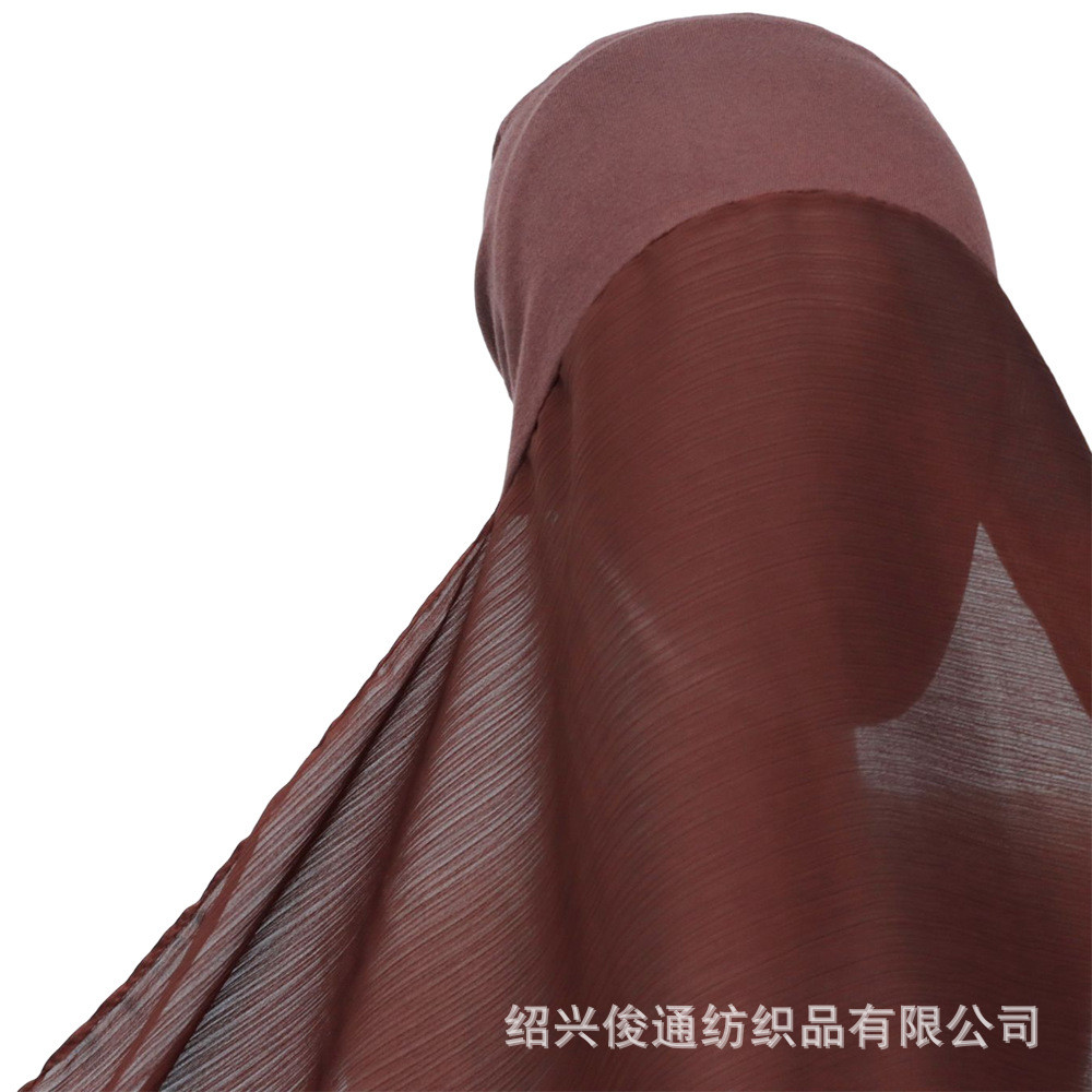 Pedido com cetim brilhante elástico Crepe Chiffon lenço longo lenço ajustável boné de fundo conjunto de arnês integrado