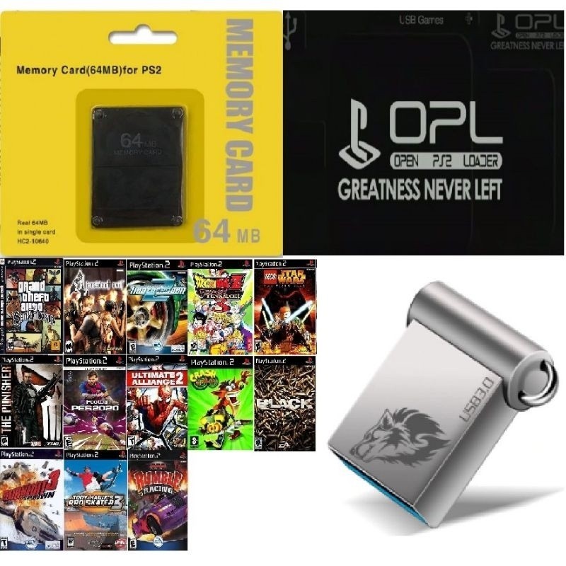 Kit OPL memory card com OPL + Pen drive com jogos