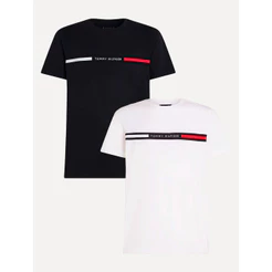 Kit Camisetas Tommy Hilfiger Original | Chest Insert Logo Azul Marinho/Branca 2UN