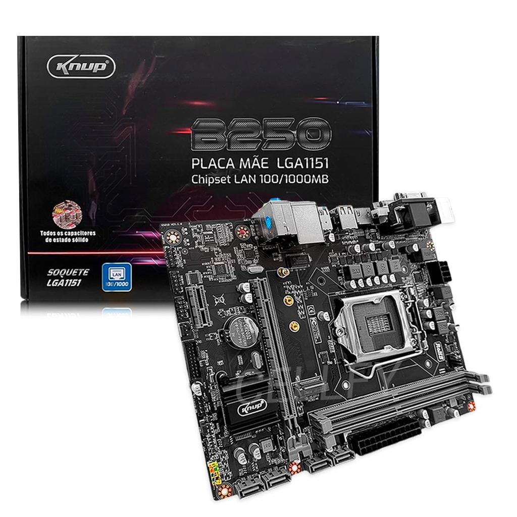 Placa Mãe B250 LGA 1151 DDR4 2400MHz NVME M.2 Som HD Rede Gigabit Para Processadores de 6ª e 7ª Geração Intel