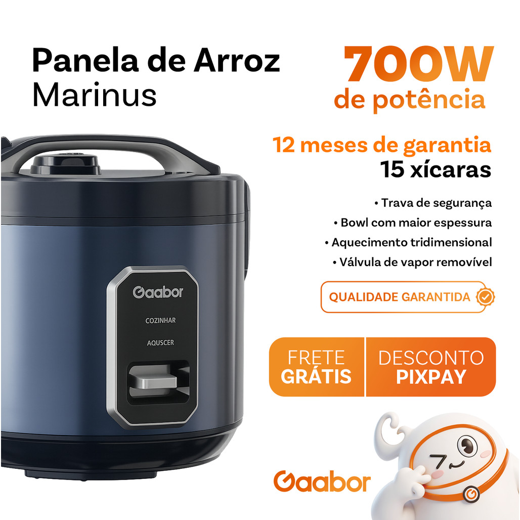 Gaabor Panela de Arroz Multicooker 2,2L 6 Xícaras 700W Azul Marinus RC-50M01A-1