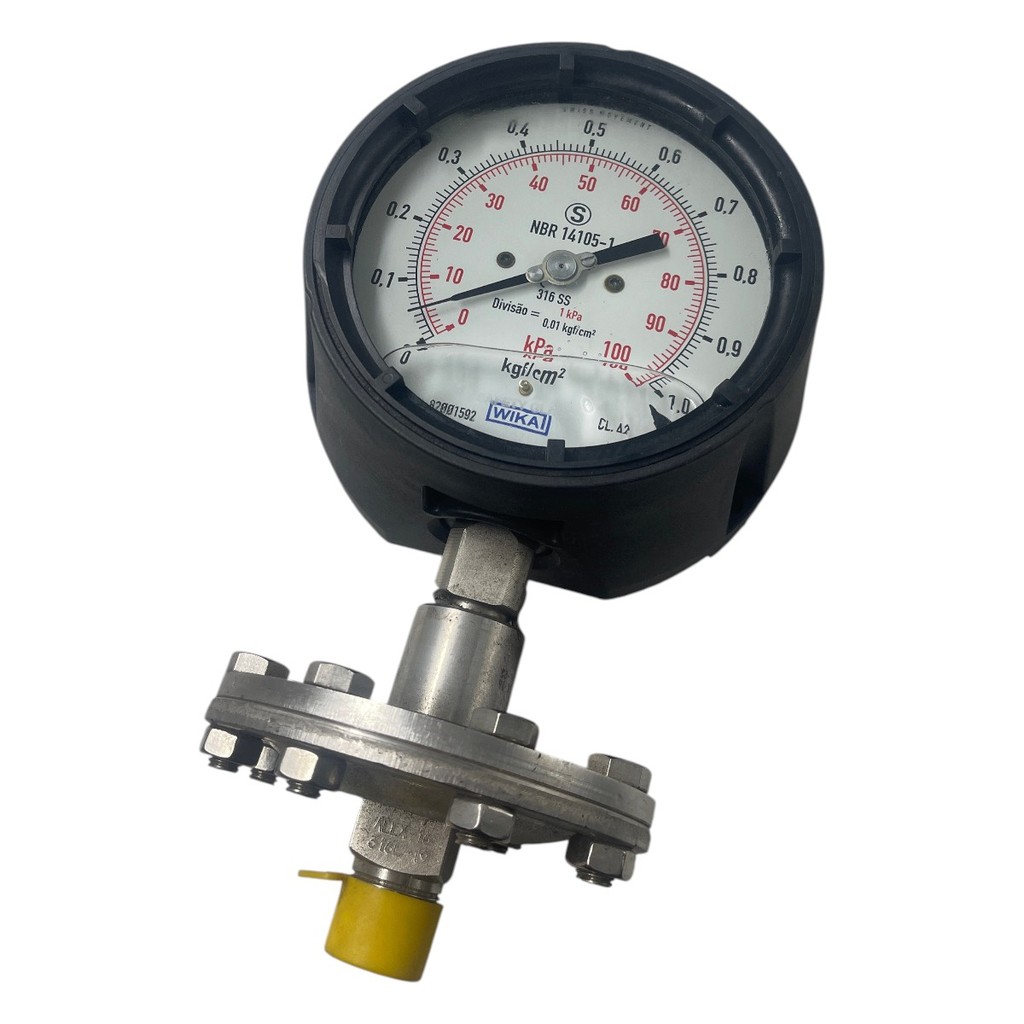 Manômetro Wika DN 130mm 0 a 1kgf/cm² x 0 a 100kPa 1/2NPT